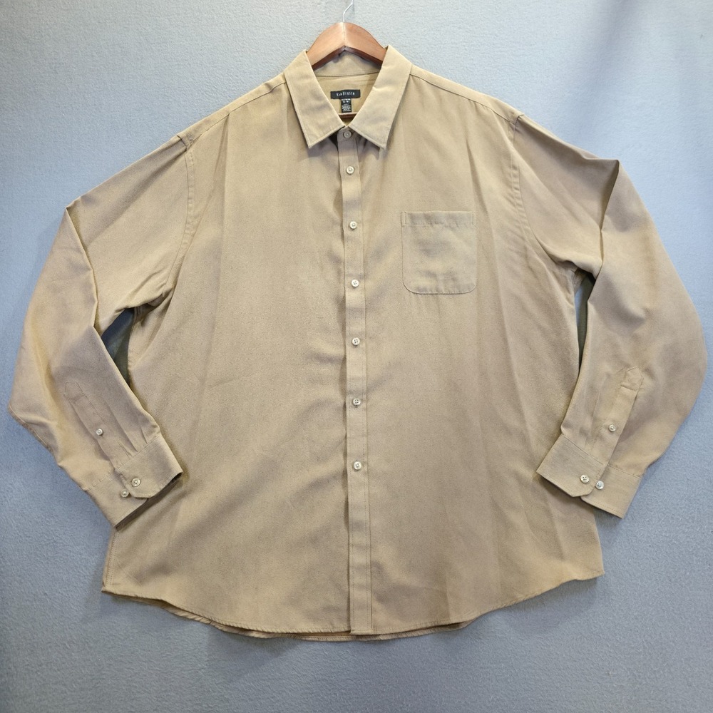 Van Heusen Men's Tan Suede‎ Button Up Long Sleeve Shirt Size 2XL NWOT